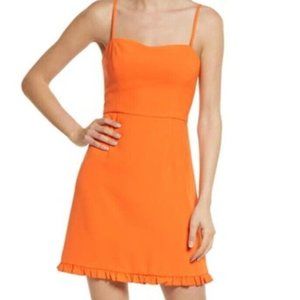 FRENCH CONNECTION Whisper Light Sweetheart Minidress In Neon Orange SZ 10